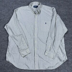 Ralph Lauren Blake Oxford Shirt Men's 2XL White Green Check Plaid Long Sleeve